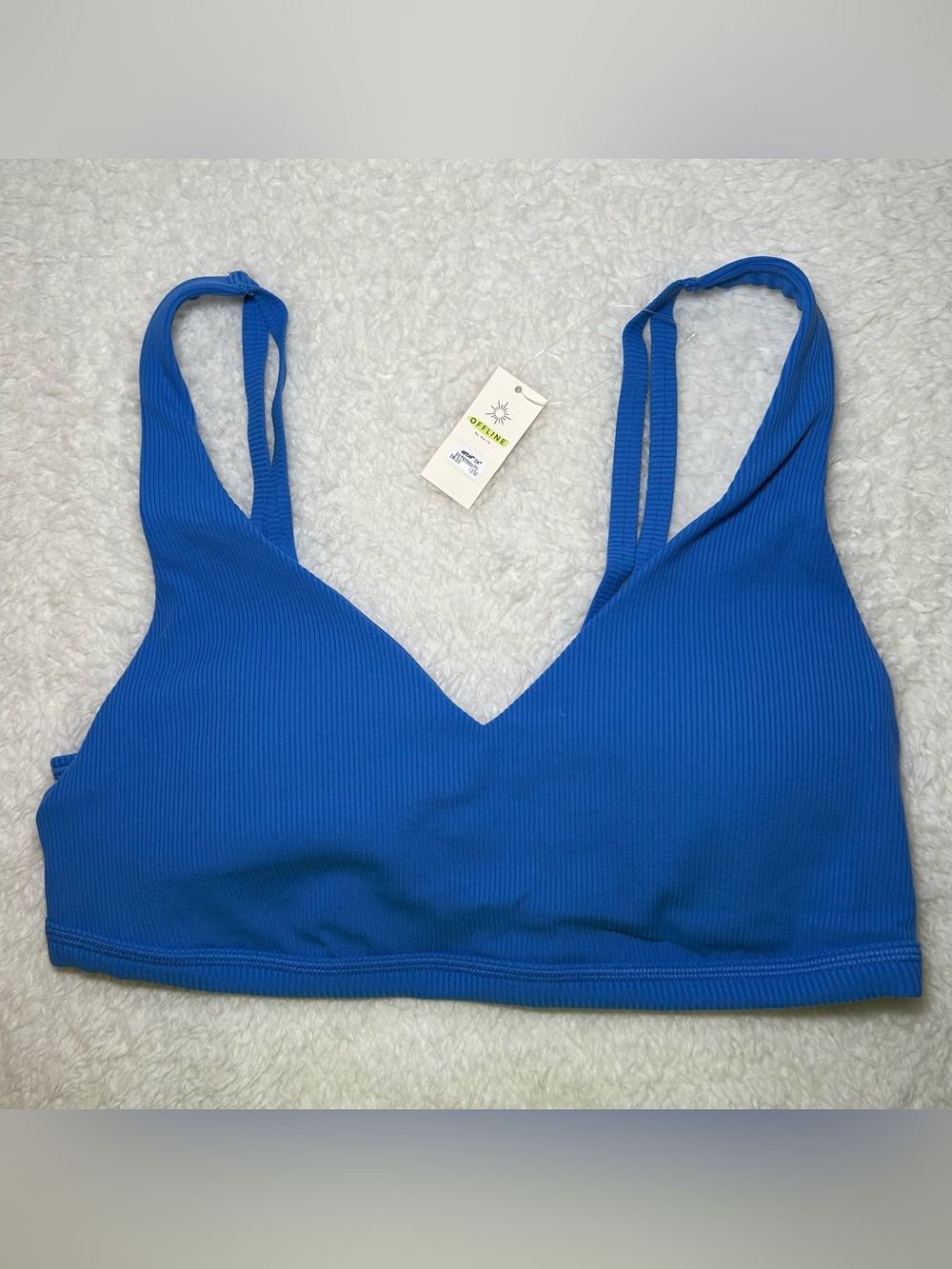 Aerie Offline Goals Plunge Sports Bra V Neck Large New